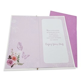 Traditional Birthday Card for Sister – Size 23cm x 12cm – Eco Friendly – Received with LOVE (Butterfly with Flowers)