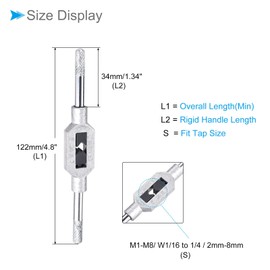 CoCud Tap Wrench Handle, Fit M1-M8 W1/16 to 1/4 Taps Size, Aluminum Alloy & Tool Steel Adjustable Single End Wrench Reamer Tapping Hand Tool - (Applications: for Tapping Operations)