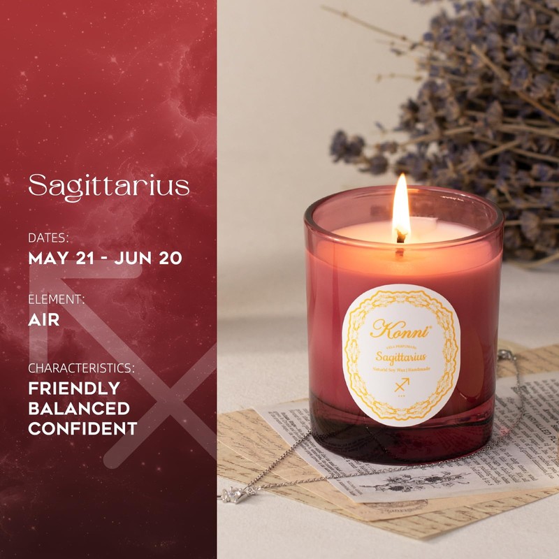 KONNI Zodiac Candle, Sagittarius Zodiac Gifts for Women & Men,