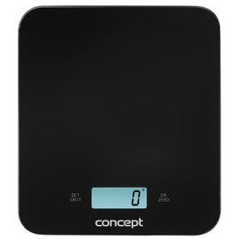 CONCEPT Hausgeräte VK5712 Küchenwaage, Zeit-Anzeige, Zeitschaltuhr, Tragkraft bis 15 kg, LCD Display, auch zur Wandbefestigung, Rostfreier Stahl, Schwarz