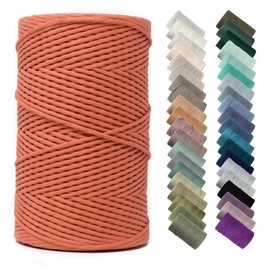 Recycled Cotton Macrame Cord 4mm x 547 Yards – Thick Single Strand Cord Made of Soft Cotton – Colored Macrame Rope Supplies for Decor, Crafts & Plant Wall Hangers by GANXXET, 1640 Ft., Sunset