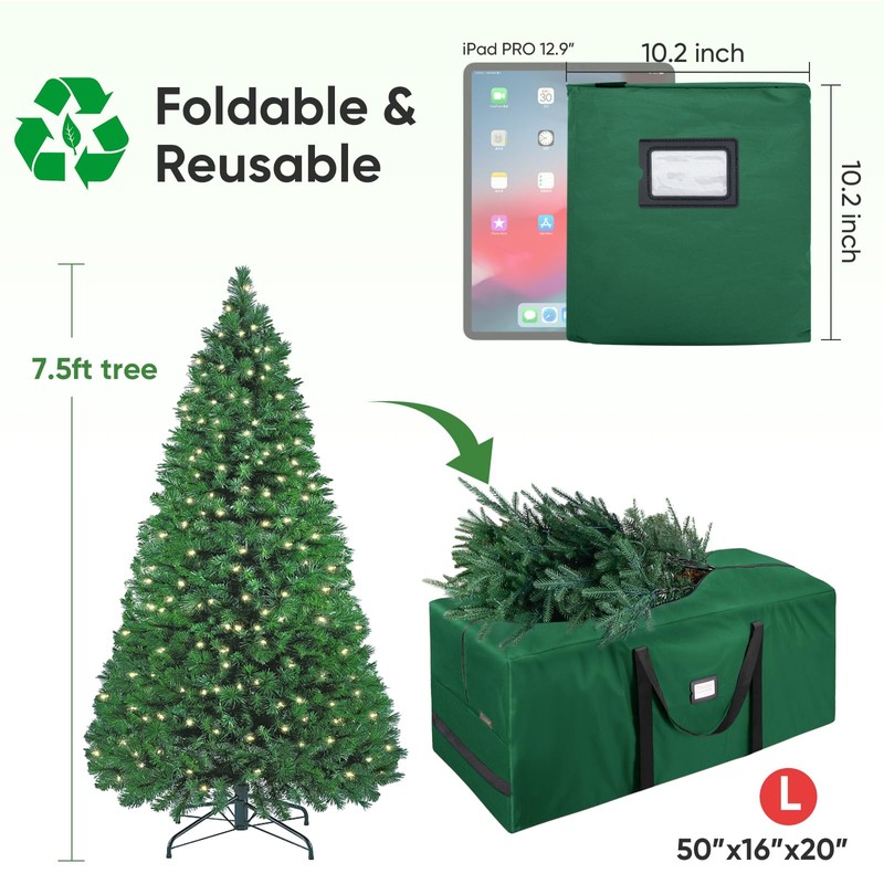 BALEINE 7.5 ft Christmas Tree Storage Bag, Heavy Duty 900D