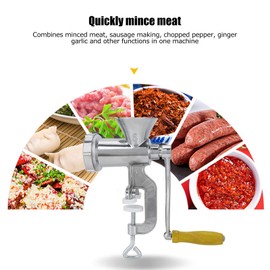 Moncer Manual Meat Grinder, Hand Operated Sausage Stuffer Filler Hand Crank Mincer Aluminum Alloy Meat Processor Grinding Machine for Home Kitchen Use