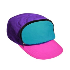 Fanny Pack - Sombrero de nailon | Gorra de los años 80/90 para hombre, gorra retro para mujer, bolsillo con cremallera, Verde azulado/Magenta/Morado, One Size-Large