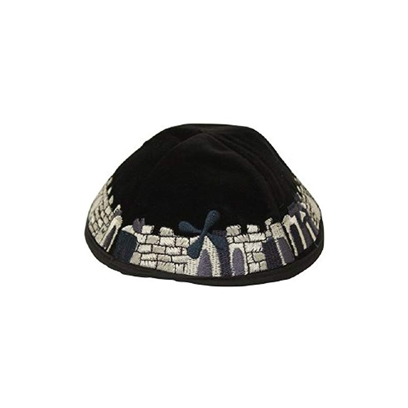 Majestic Giftware Lightweight Black Velvet Kippah with Full Embroidered Multi-Colored