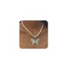 Chargances Silver Crystal Butterfly Choker Pearl Necklace for Women Boho