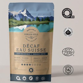 Virgin Hill Coffee - Organic Swiss Water Decaf - Smooth Intensity & Medium Roast - Three Quarters of a Pound of High-Grade Coffee Beans - 12oz / 340 grams