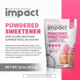 Impact Powdered Sweetener - Allulose, White Monk Fruit Blend – Zero Calorie and Carb, Keto-Friendly, Guilt-Free Substitute for Baking & Cooking - 0.94 lbs