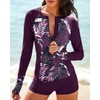 MISSVOG Women Two Piece Rash Guard Long Sleeve Half-Zipper UPF