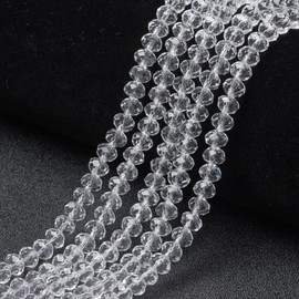 Pack of 120 Czech Bohemian Crystal Beads, 4 mm, Czech Beads, CZ Faceted Rondelle Beads, Glass Beads, 1 Strand (Clear Crystal)