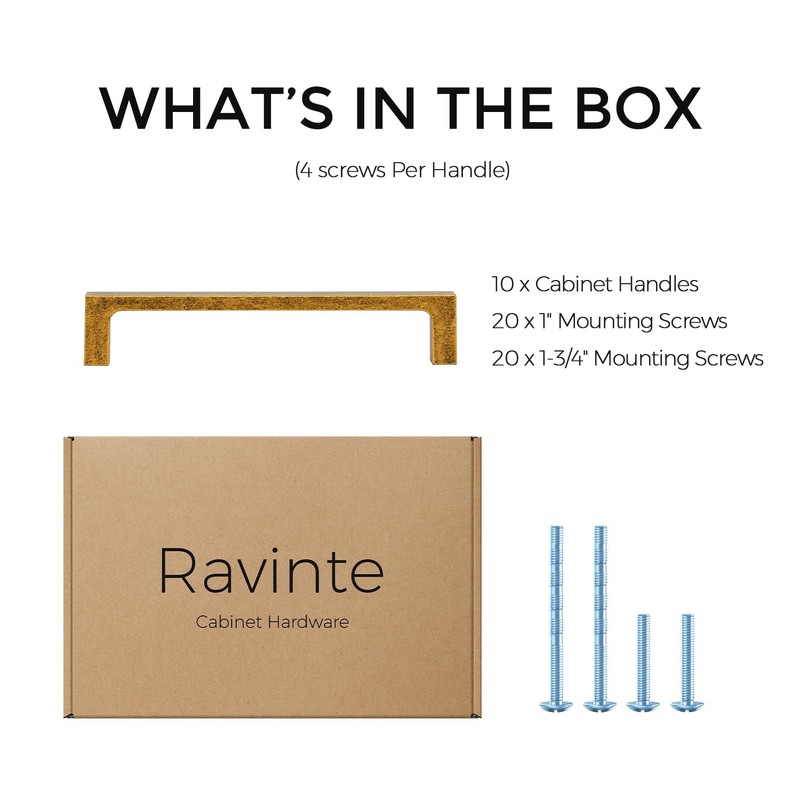 Ravinte 10 Pack Solid 5 Inch Kitchen Square Cabinet Handles