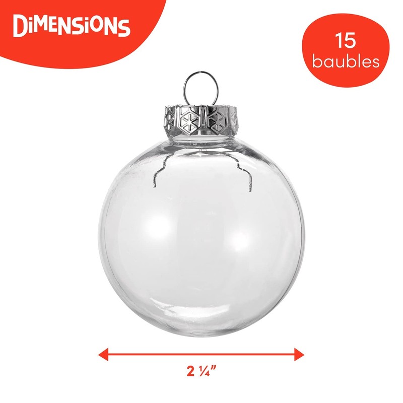 THE TWIDDLERS - 15 Pack Christmas Fillable Clear Plastic Baubles,