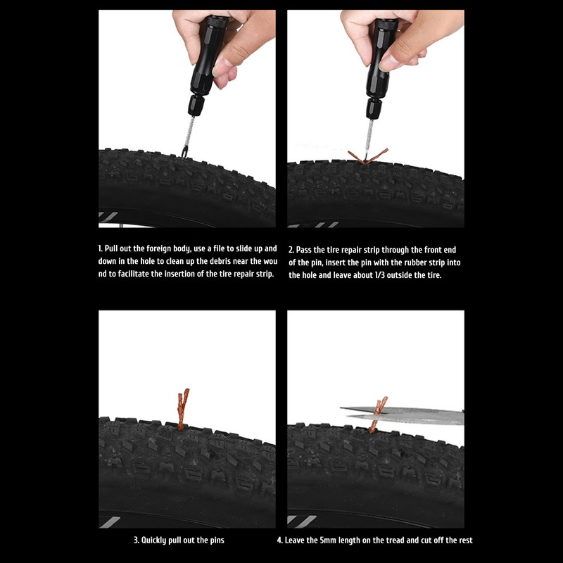 Tubeless Tire Repair Kit Fixes Mountain Bike and Road Tire