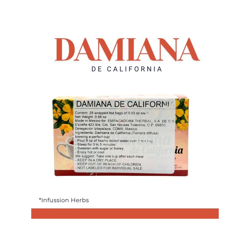 Therbal – Damiana de California Herbal Tea (25 Tea Bags)