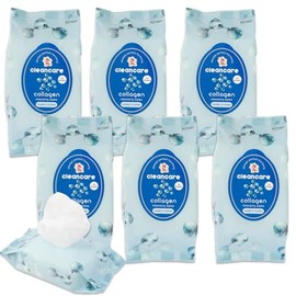 Collagen Makeup Wipes 6 Pack - Bundle with 6 Packs of Korean Cleansing Makeup Remover Wipes with Collagen | 180 Cosmetic Remover Pre-Wet Towelettes