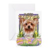 CafePress Easter Egg Cookies Yorkie Folded Greeting Card Glossy