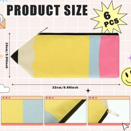 Kisston 6 Pcs Christmas Teacher Appreciation Gift Pencil Shaped Case Bulk Pencil Case Kawaii Pouch Portable Bag with Zipper Cute Pen Pouch Bag for Stationery Organizer DIY Supplies