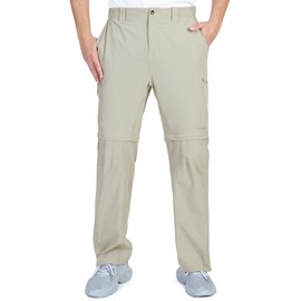 Outdoor Ventures Mens Hiking Pants Lightweight Quick Dry Convertible Pants, Stretch Zip-Off Cargo Pants for Travel Fishing Beige