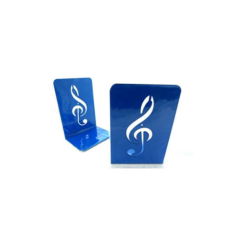 Music Themed Bookend - A Pair of Solid Blue Treble
