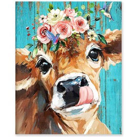 gelrovaled gelrovaled Malen Nach Zahlen Erwachsene, DIY Handgemalt Ölgemälde Kit für Anfänger und Erwachsene Mit 3-Pinseln und Acrylfarbe, Ohne Rahmen 40X50CM, Flowers and Cattle