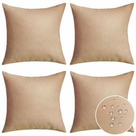 Home Brilliant Pillow Shams Outdoor Pillows Covers Linen Decorative Throw Pillow Cover, 20x20 inch(50cm), 4 Pcs, Creamy Linen