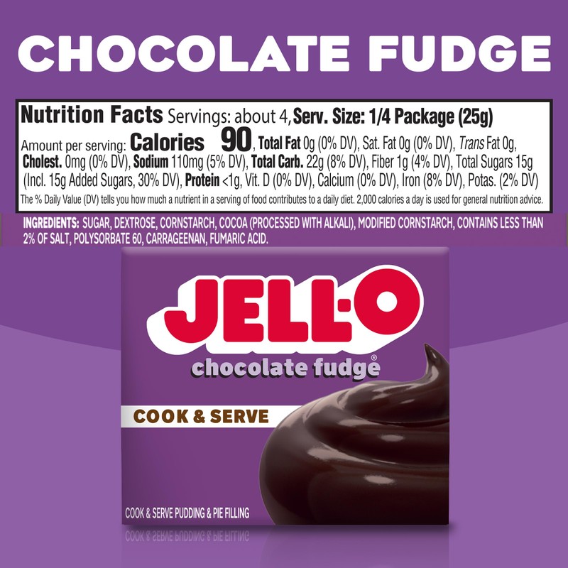 JELLO Chocolate Fudge Cook & Serve Pudding Mix (3.4oz Box,