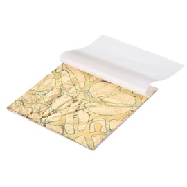 sourcing map 50 Pcs Gold Leaf Sheets 5.5" x 5.5" Imitation Gold Foil Sheets Variegated Booklet with Pattern for Crafts,Picture Frames,Nails and DIY Arts Decoration,Gold Coral