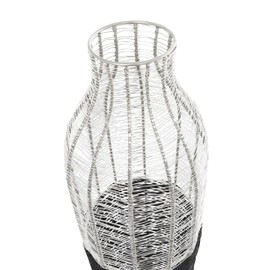 Deco 79 Metal Decorative Vase Tall Centerpiece Vase with Woven Black Rattan Base, Vase for Home Decoration 8" x 8" x 24", Silver