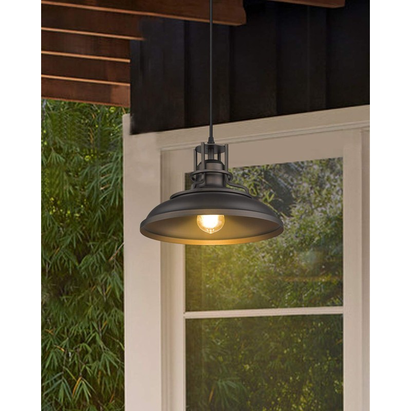FEMILA Farmhouse Pendant Light,12-inch Barn Vintage Hanging Light Fixture for