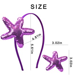 Totelux Starfish Sequins Headband Glitter Sea Star Hair Bands Purple Sea Shell Hair Accessories for Women Girls Beach Birthday Party Favors Decoration Supplies