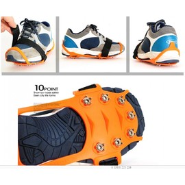 Powerful Orange M Anti-Slip Ice Cleats for Snow, Ice, Hiking, Trails, and Urban Use 10 Points 5ea