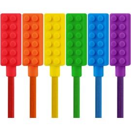 6 Packs Sensory Chew Pencil Toppers for Sensory Kids, Boys and Girls, Chewable Pencil Covers for Chewers with Autism, ADHD, SPD, or Special Oral Motor Need