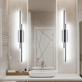 PRESDE 48inch LED Bathroom Light Fixtures Above Mirror Modern Matte Black Vanity Light for Bathroom Wall Lighting Bar