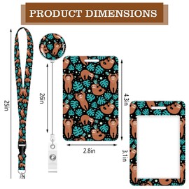 ID Badge Holder with Lanyard,Fashionable Retractable Badge Holders Reels with Lanyards Adjustable, for Women Kids Teacher Nurses Doctor Student(Cute Sloths)
