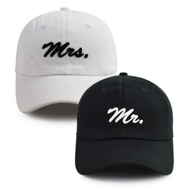 Mr and Mrs Gifts, Bride Groom Couples Hats, Funny Christmas Valentines Day Newlywed Wedding Honeymoon Essentials, Adjustable Cotton Embroidered Baseball Caps for Men Women Dad Mom Husband Wife