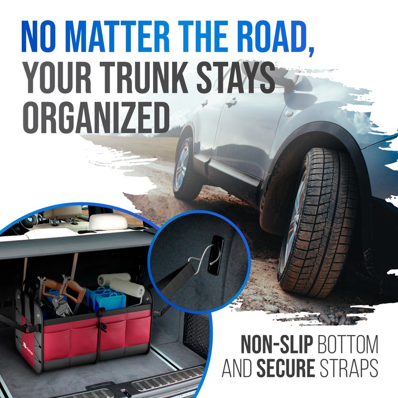 Car Trunk Organizer – Large Collapsible Storage Box with Adjustable