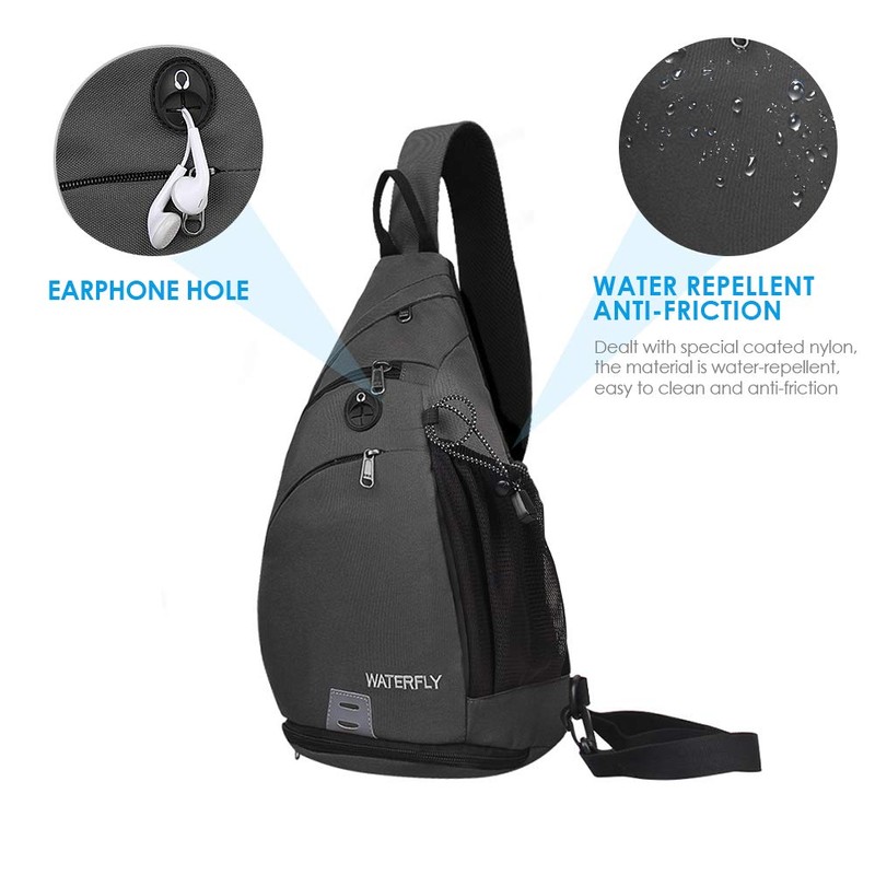 WATERFLY Sling Bag Sling Backpack Crossbody Shoulder Bag for Men