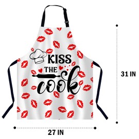 BGBDEIA Kiss The Cook Apron Adjustable Neck Bib Apron for Men Women,Suitable for Kitchen Cooking Waitress Chef Apron