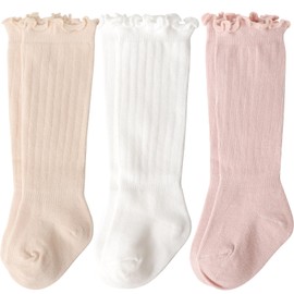 DRESHOW BQUBO Baby Knee High Socks Newborn Infant Toddler Socks Uniform Leggings Dress Socks Baby Knit Long Stocking Cotton Stockings for Boys Girls