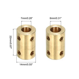 PATIKIL Shaft Coupling Connection L22 x D14 7 mm to 8 mm Bore Rigid Coupling Motor Shaft Joint Connection with Screwdriver for 3D Printer Pack of 1