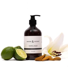 Jabón Líquido para Manos | 500 ml | Limpieza y Frescura | Libre de Sulfatos y Parabenos, Vegano, Aceites Esenciales, Aroma Energizante de Limón y Naranja | Nook & Scent (Santal)