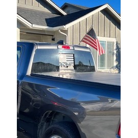 Xinghe for Nissan Frontier 2013-2023, American Flag Decals for Truck Back Middle Window, Matte Black USA Flag Decal for Truck Back Sliding Window, Waterproof Vinyl, Durable and Easy Remove Truck Decal