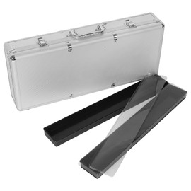 GUSTARIA Empty Mahjong Game Set Case, Sliver Aluminum Protective Case with Mahjong Tiles Trays(Tiles not Included,2Pcs/Set), Plastic Trays with Lids, Mahjong Set Storage Box