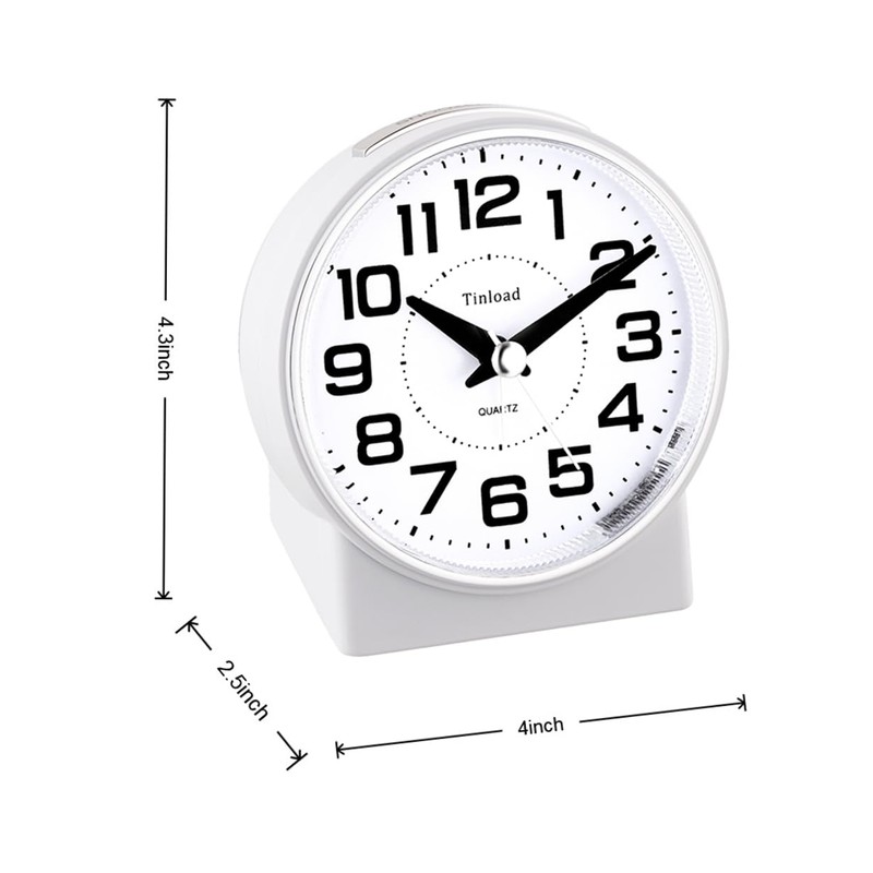 4.3" No Ticking Analog Alarm Clock,Silent Readable for Seniors,Easy to