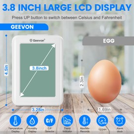 Geevon Digital Hygrometer Indoor Outdoor Thermometer Wireless with Clock, Backlight Temperature Gauge Humidity Monitor, Inside Outside Thermometer with 200ft/60m Range Remote Sensor,White