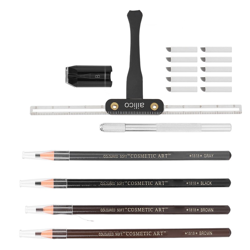 Microblading Practice Kit Eyebrow Pencil Sharpener Eyebrow Positioning Ruler Microblading