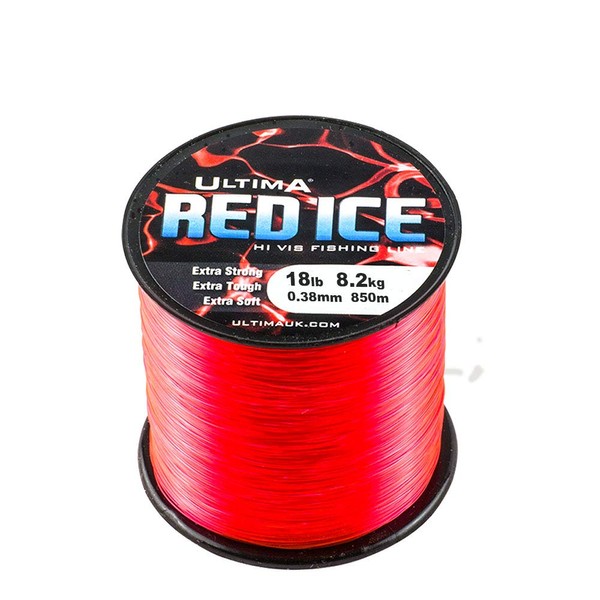 ULTIMA Red Ice Strong Hi Vis Sea Fishing Line - Fluo Red, 0.32 mm - 12.0 lb