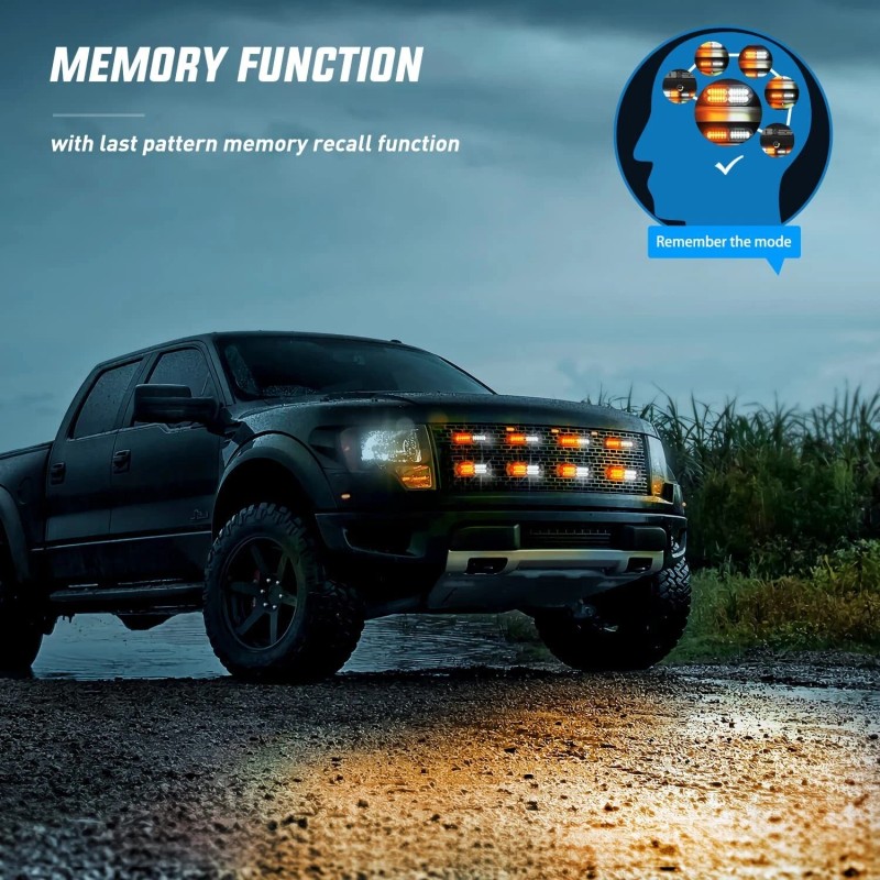 Nilight 8PCS LED Strobe lights 12V Sync Feature Amber White