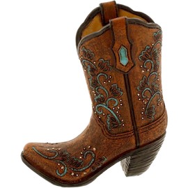 The Bridge Collection Western Cowboy Boot Desk Caddy - Rustic Desk Organizer for Pens and Office Supplies - Decorative Country Vase for Flowers or Utensils