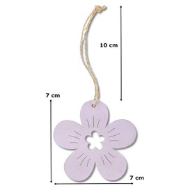 DARO DEKO Wooden Decorative Hanging Flowers 24 Pieces 7 cm with Jute Cord Pendant Flower Decoration Wooden Flower Hanger